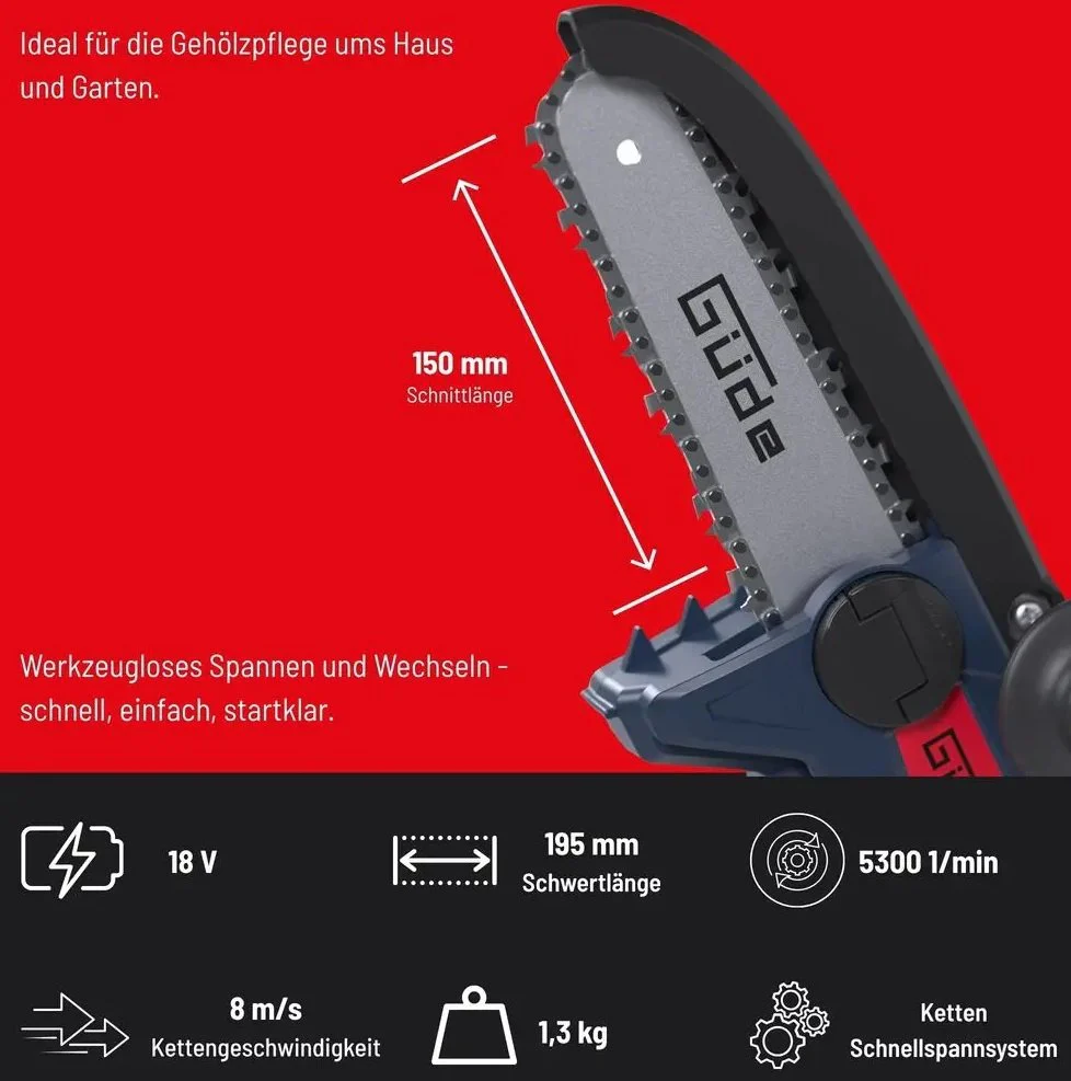 Güde Akku Minikettensäge GAK 18.1-0 ohne Akku und Ladegerät - Image 3