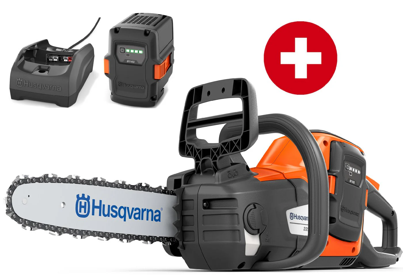 Husqvarna Akku-Motorsäge 225i mit Akku B140 und Ladegerät C80