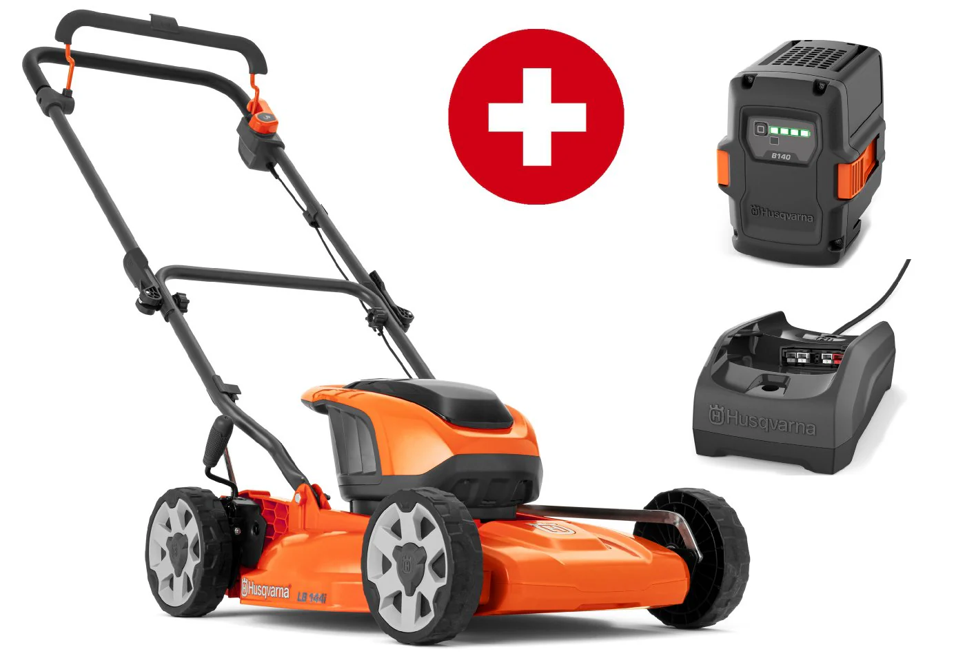 Husqvarna Akku-Mulchmäher LB 144i mit Akku B140 und Ladegerät C80