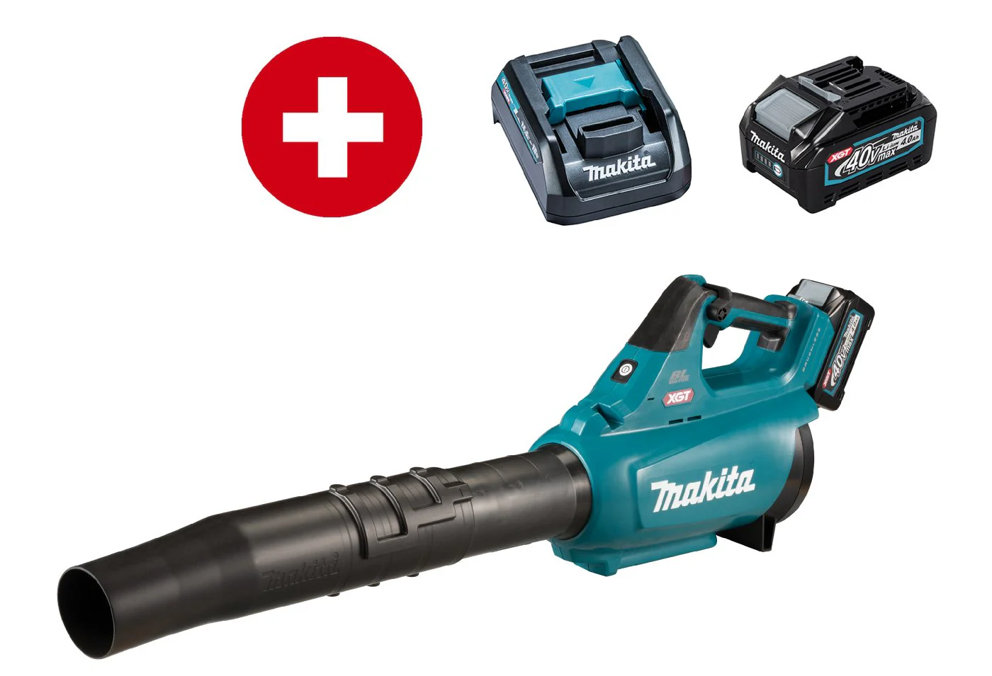 Makita Akku-Laubbläser und Saughäcksler UB001GM101 mit 4 Ah Akku und Schnellladegerät