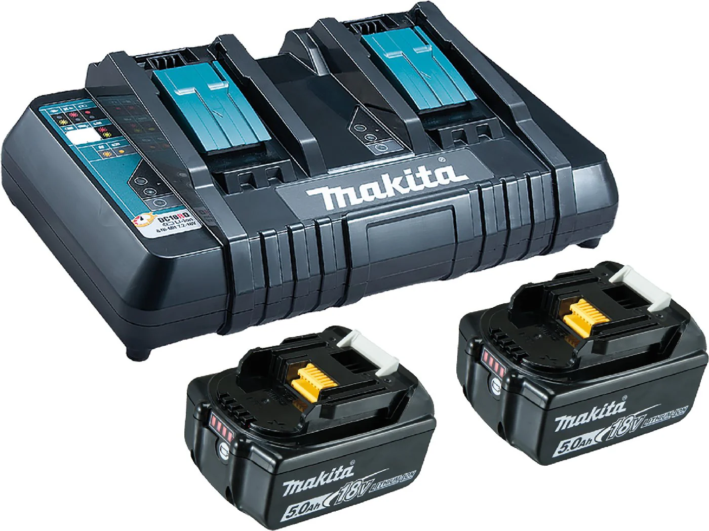 Makita Akku Power Source Kit Li 18,0V mit 2 x Akku 5 Ah und Doppelladegerät