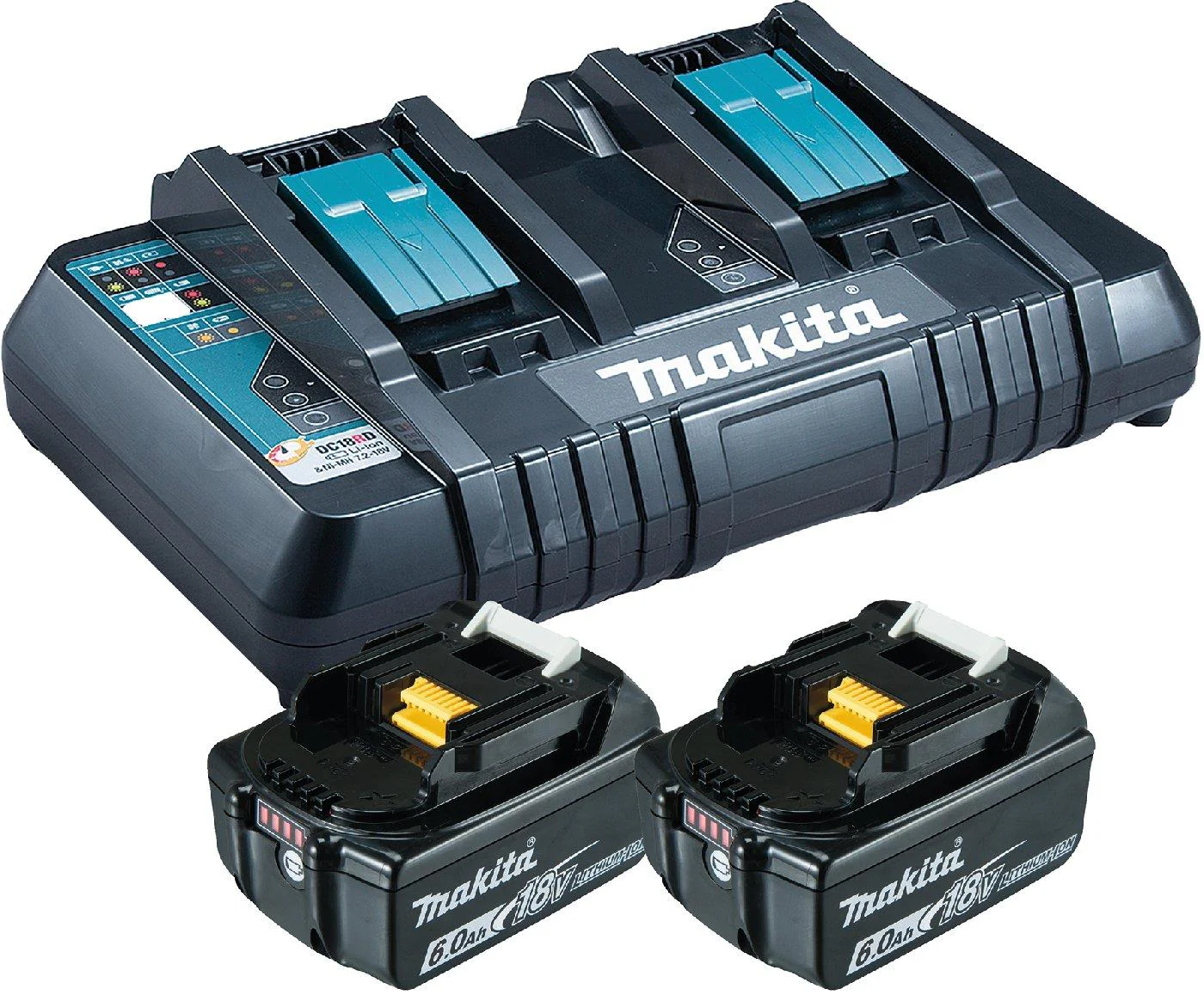 Makita Akku Power Source Kit Li 18,0V mit 2 x Akku 6 Ah und Doppelladegerät